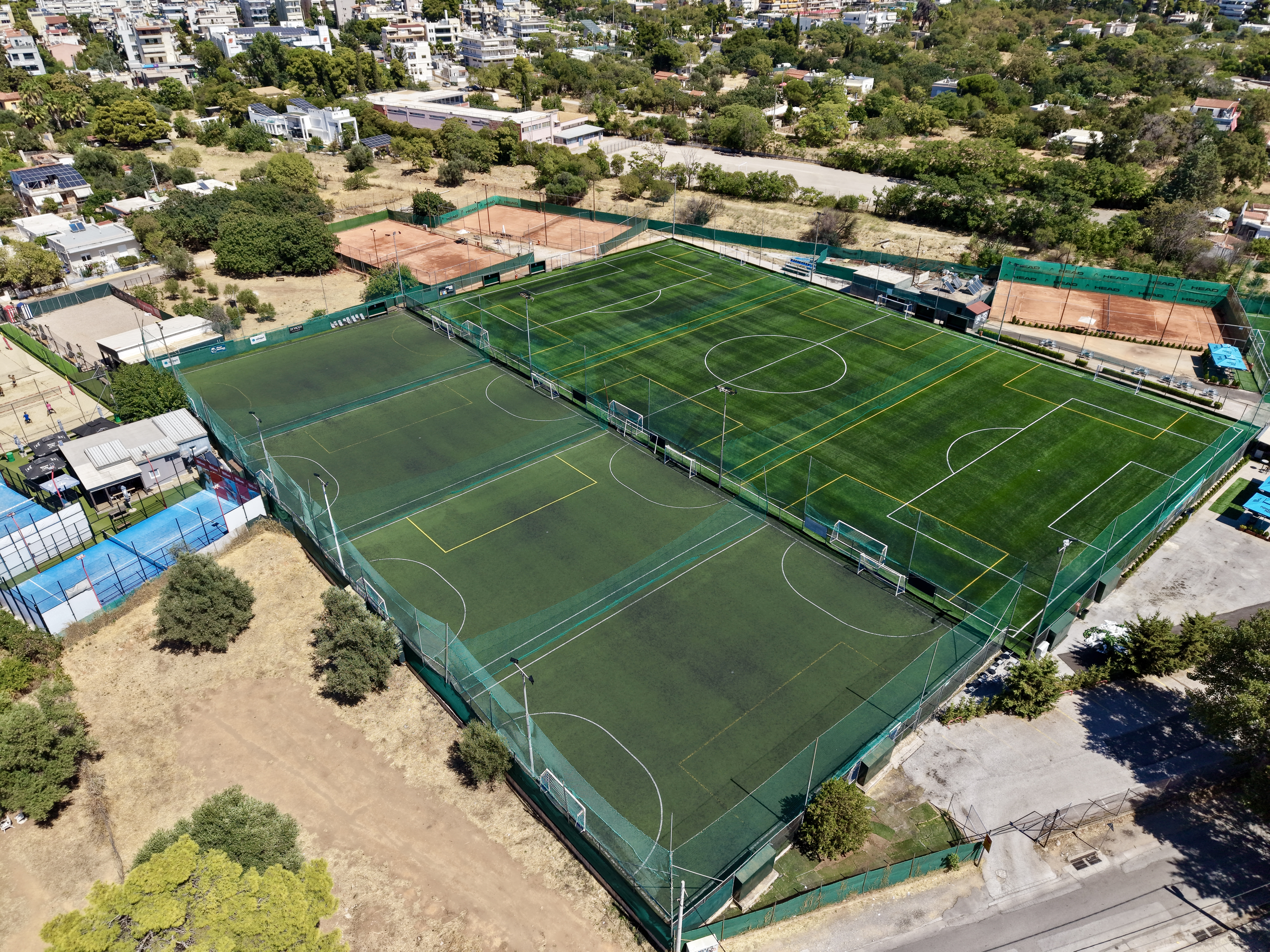 Aerial view — venue overview at dusk
