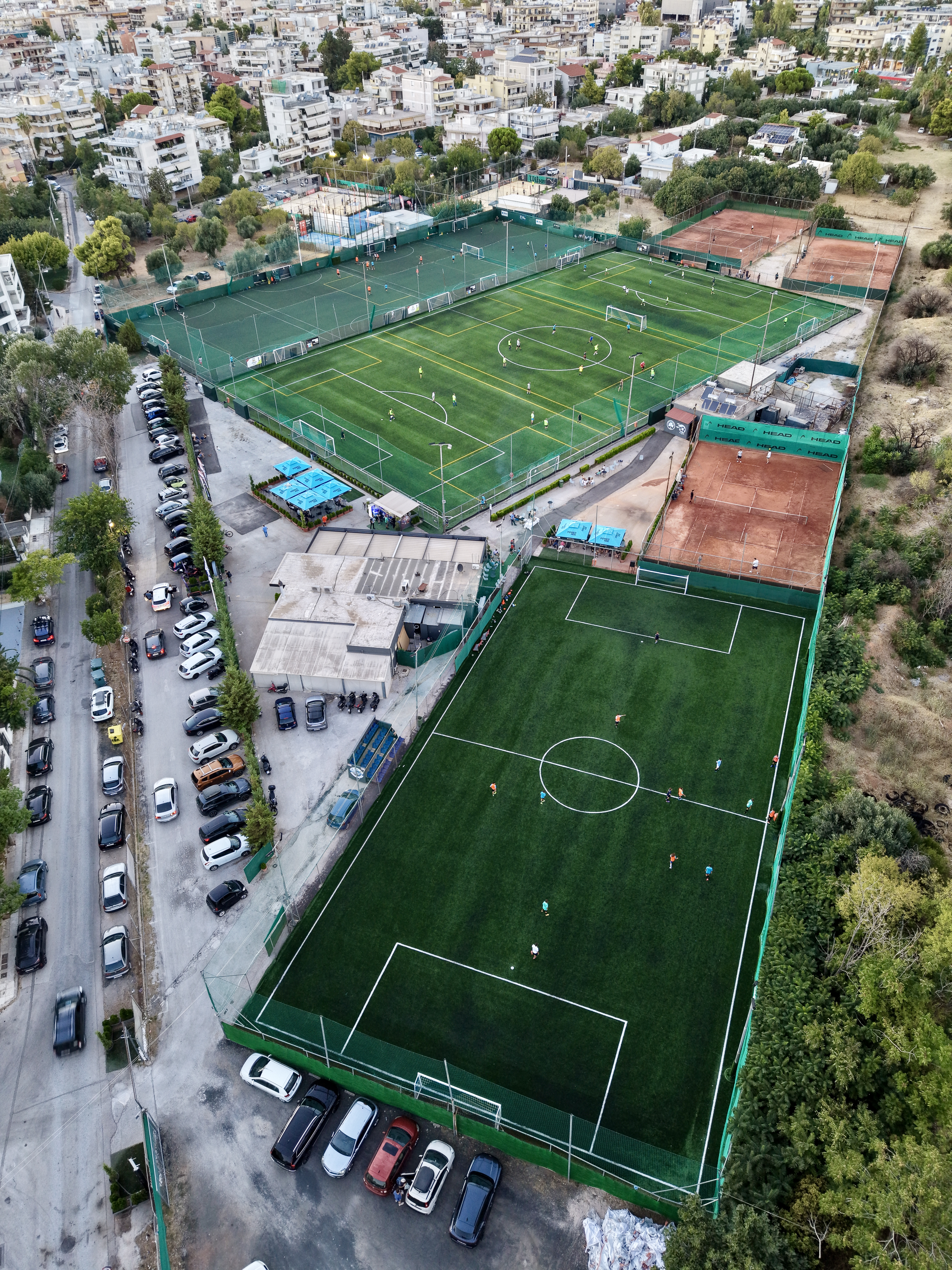 Aerial night view — venue under the lights